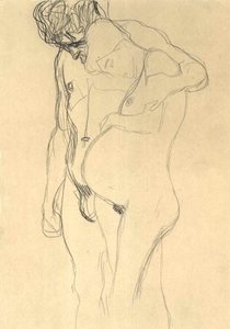 Pregnant Woman with Man Facing Left by Gustav Klimt